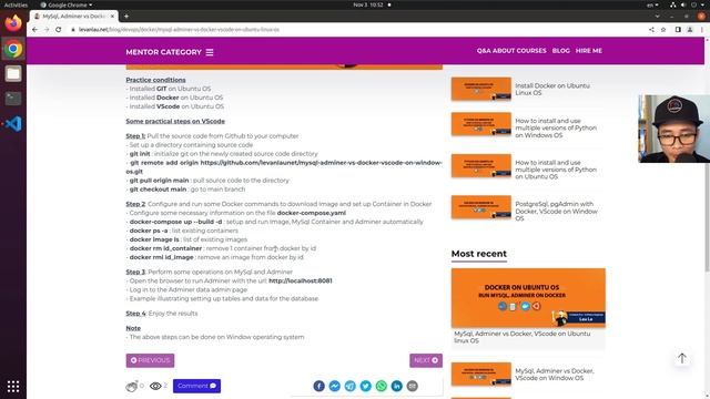 How To Install and Use MySql, Adminer vs Docker, VScode on Ubuntu linux OS смотреть онлайн
