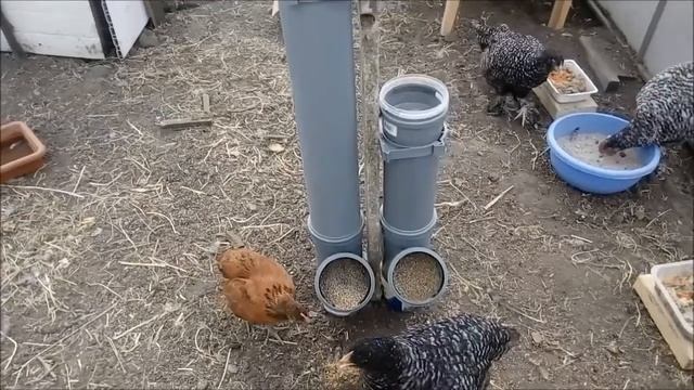 Бункерная кормушка из труб для кур