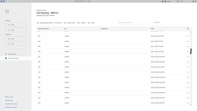 Revit 2022.1: Open any Synchronized Version of a Revit Cloud Model