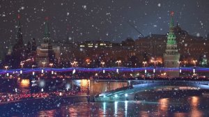 Футаж Москва Кремль идёт снег