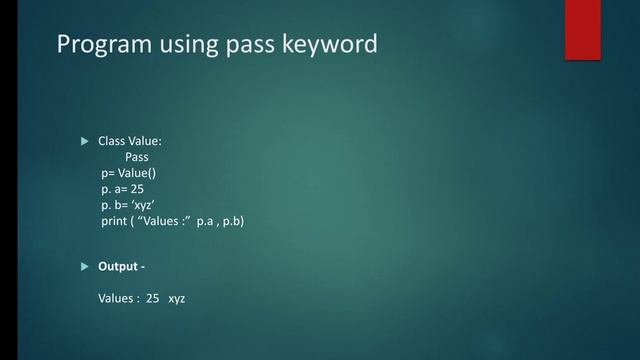 pass keyword in python using object oriented programming