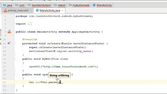 Android App for open website by Clicking on Button using Android Studio смотреть онлайн