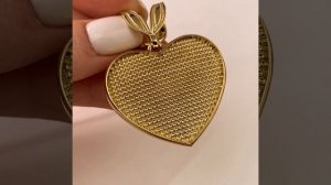 Объёмный золотой кулон подвеска в виде сердца
