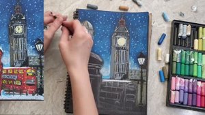 Рисуем Лондон масляной пастелью