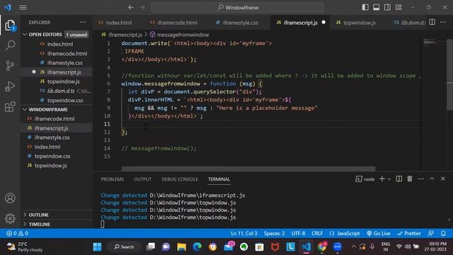 Communication between Iframe and Parent window