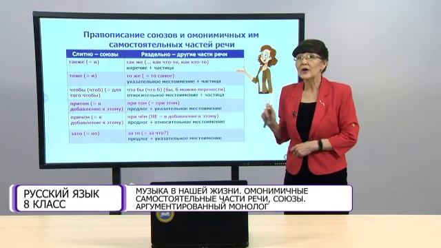 Русский язык. 8 класс. Музыка в нашей жизни. Омонимичные самостоятельные части речи /07.04.2021/