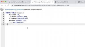 3 - PythonAnywhere - Create table in MySQL database