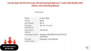 Cosmic Byte CB-GK-02 Corona Wired Gaming Keyboard