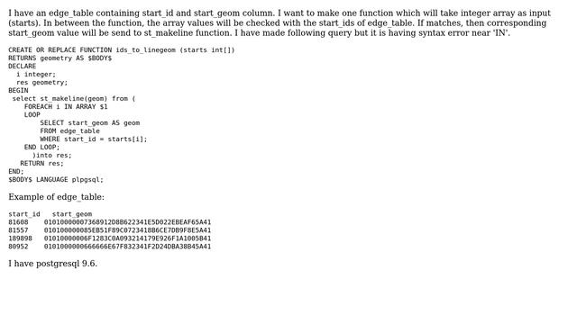 GIS: Accessing each value from array and feed it to another function in PostGIS? смотреть онлайн