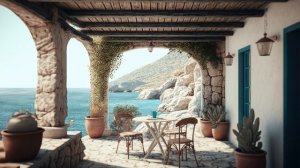 Побег на греческую террасу в безмятежной и умиротворяющей обстановке