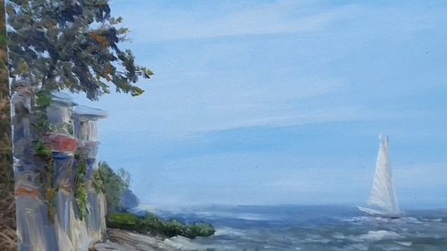 Домики у воды, морской пейзаж #ZhNataly, живопись маслом ЖуравлёваАрт
#картина 40х45 пленэр