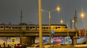 Электропоезд Штадлер на Минск пассажирский по мосту над проспектом Дзержинского, г. Минск