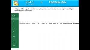 Excel Advanced Learning step 1 of 7 steps - Backstage View