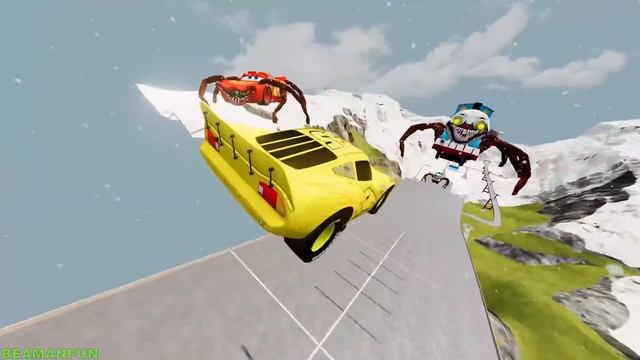 Live Crazy Escape From Lightning McQueen Eater | McQueen VS Lightning McQueen Eater | BeamNG.Drive8