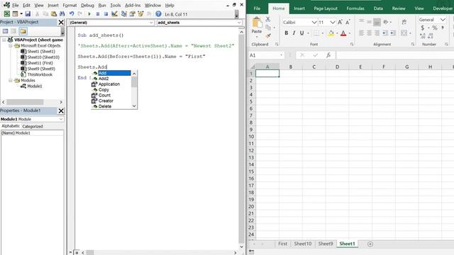Excel VBA Macro: Add New Sheets To Beginning Or End of Workbook (With Names)