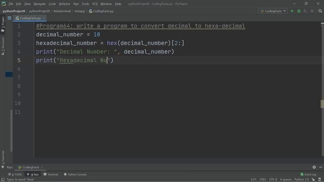 Convert Decimal To Hexa Number | Program 64 | Solutions For Python 100 Exercises | CodingFacts