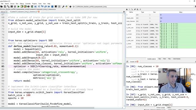 187 - Hyperparameter tuning for learning rate and momentum