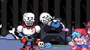 Friday Night Funkin' Papyrus over Senpai and sans over pixel girlfriend Mod (Showcase)