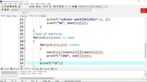 Addition and Subtraction of Matrices using 2 D arrays in C