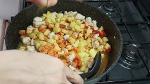 Быстрый ужин/ужин в одной сковороде/филе индейки с овощами