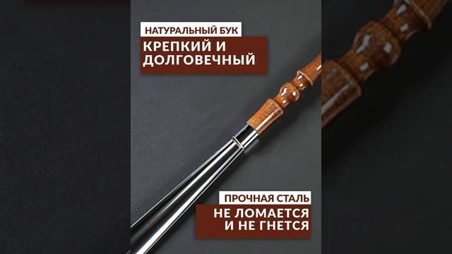 Рожок для обуви длинный, ЛЮКС, 55 см, обувная ложка металлическая с деревянной ручкой