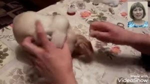 Домовой Кузя. Шаг N=1. Утяжка лица. Каркасная кукла в чулочной технике.