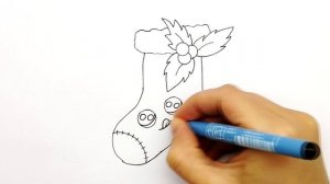 Как просто нарисовать Новогодний, Рождественский носок. Рисуем Новогодние рисунки 2020-2021.