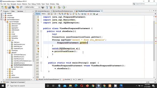 View Data from database in MYSQL using PreparedStatement in jdbc | jdbc part 9 смотреть онлайн