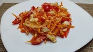 Съели за 5 минут. Яркий салат с крабовыми палочками