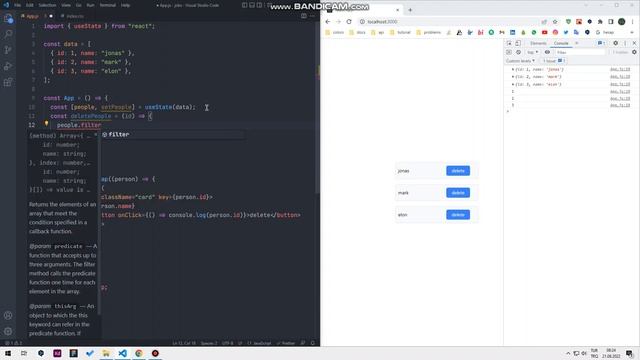 sessiz reactjs useState ile array içerisindeki objeyi silmek смотреть онлайн