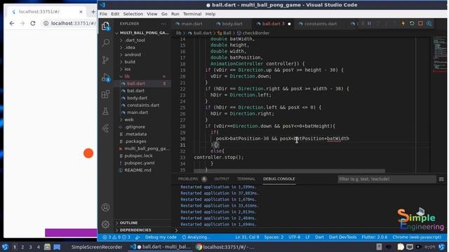 Multi-Ball Pong Game Flutter , Bangla Tutorial