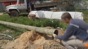 Установка деревянной опоры ЛЭП  в Московской области