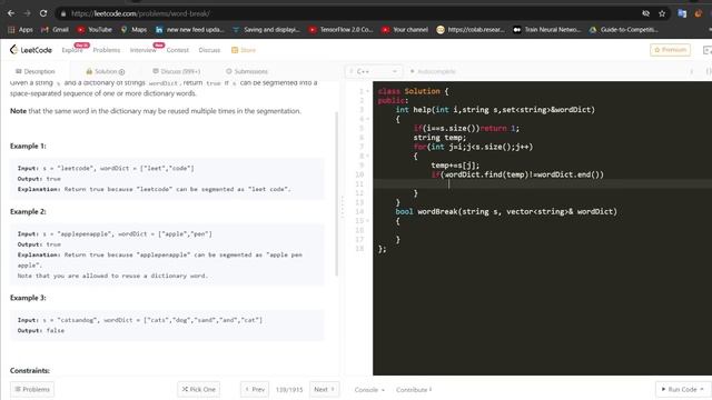Leetcode Solution 139. Word break [Dynamic Programming]
