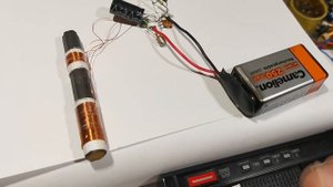 Металлоискатель  на транзисторе кп307 и радиоприемнике.Чует магнит 1см на расстоянии 13см