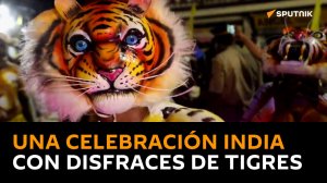 Cientos de 'tigres' se reúnen para su tradicional danza en la India