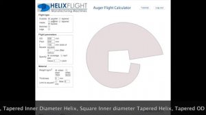 Auger flight design, tapered helices, blank cut calculation program