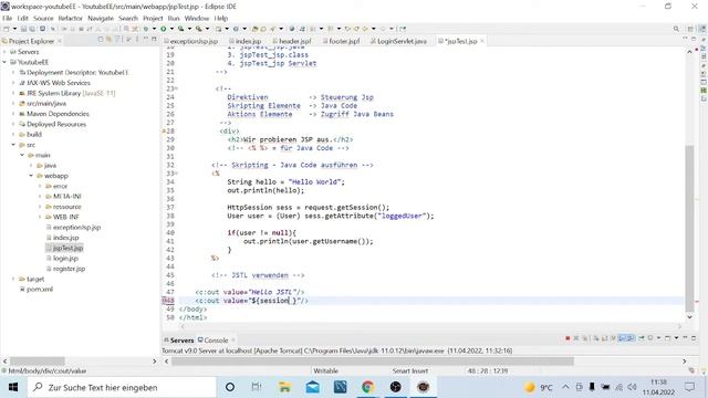 Java EE Jsp JSTL Einführung | Java EE Tutorial deutsch смотреть онлайн