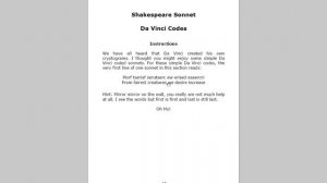 Secrets of Shakespeare's Sonnet Foolery Decrypted Tutorial