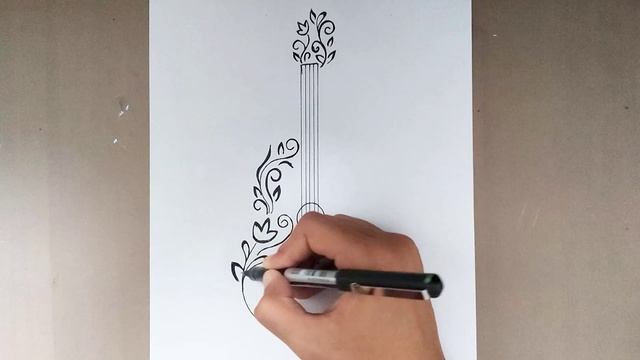 How to draw a guitar easy || Guitar tattoo design смотреть онлайн