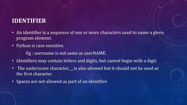 Variables, Identifiers and Keywords in python