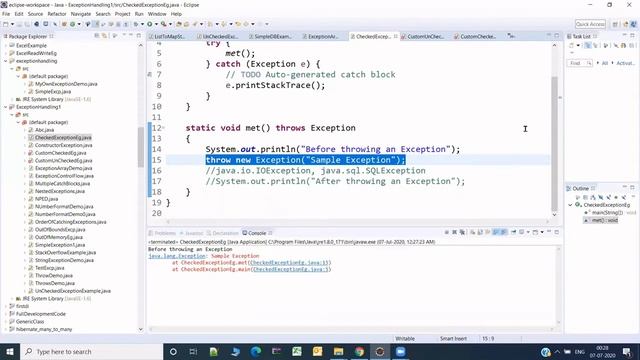 Core Java - Difference Checked And Unchecked Exception #corejava #exception #programming #java