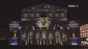 Проморолик ЧМ-2018 с российским Крымом представленный 28 октября 2014 г. на фасаде Большого театра