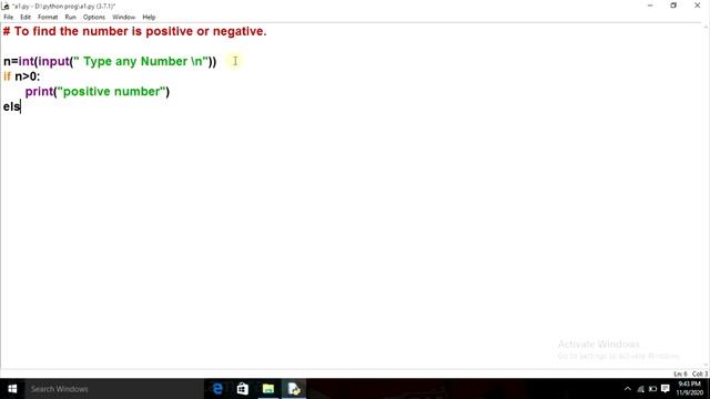 Python Program to find Positive or Negative Number смотреть онлайн