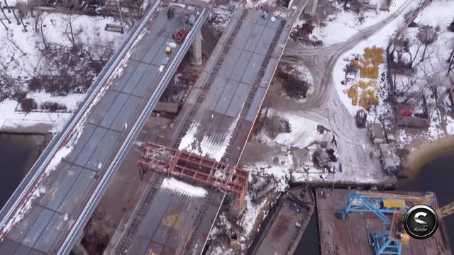 Запорожский вантовый мост от пилонов до левобережных развязок. Мостовой переход 18 сооружение