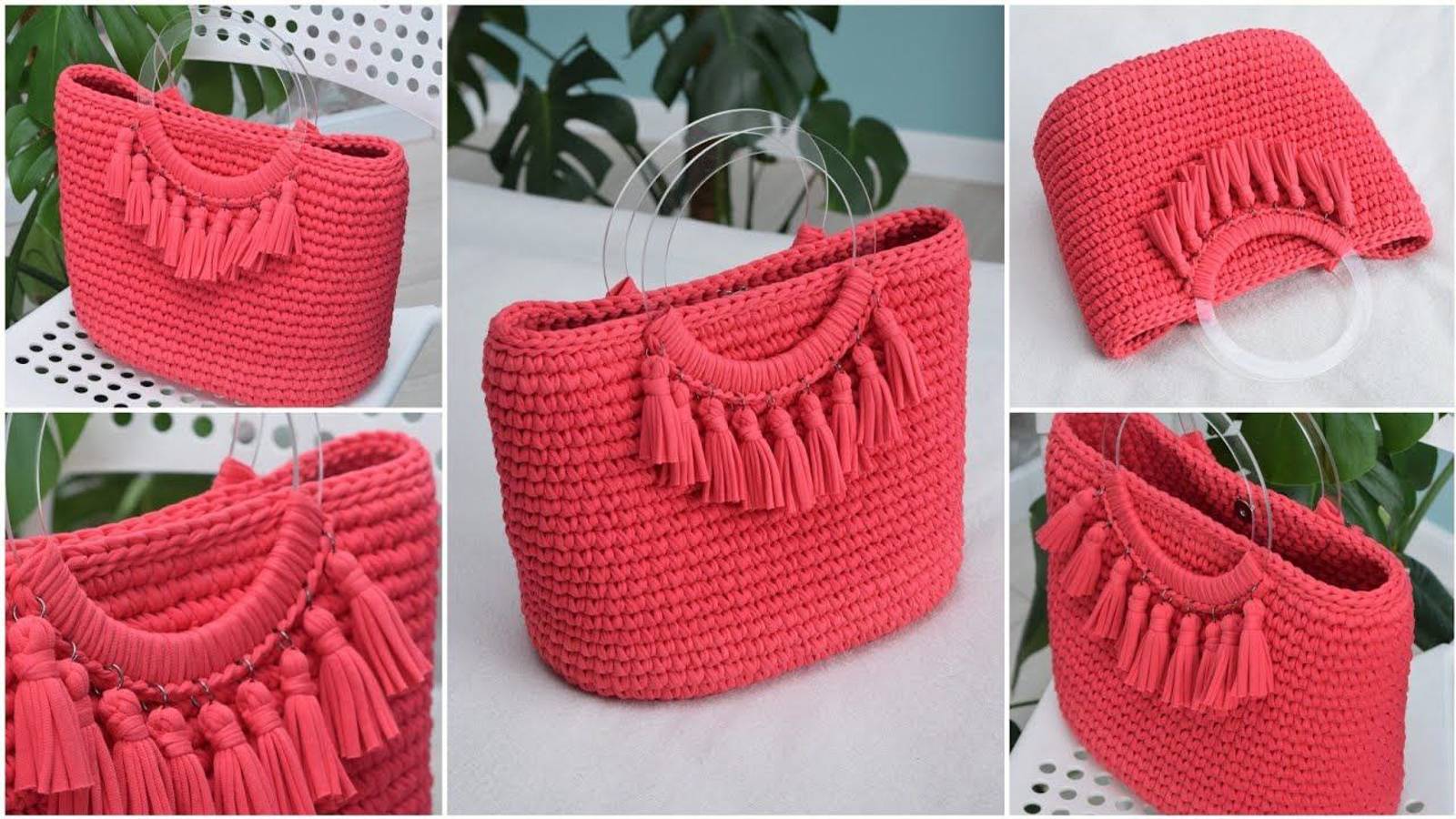 Видео Мастер-класс Сумка Тоут с кисточкам из трикотажной пряжи смотреть онлайн