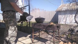 Завтрак. Готовлю основу стола. Обрешетка виноградника. Грядки. Армянский Хаш.