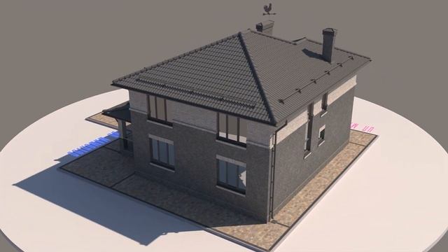 Визуализация 2-этажного дома для Рекламной презентации строительной организации, в серых оттенках смотреть онлайн