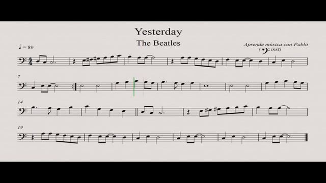 YESTERDAY: Clave de Fa (trombón, violonchelo, fagot, contrabajo...) (partitura con playback) смотреть онлайн