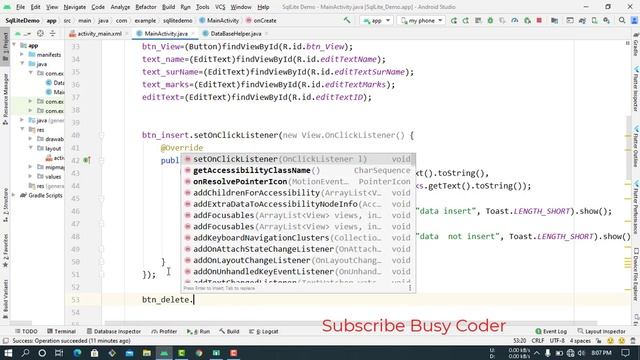 sqlite database in android studio in bangla|| java|| Insert Data in android studio project смотреть онлайн