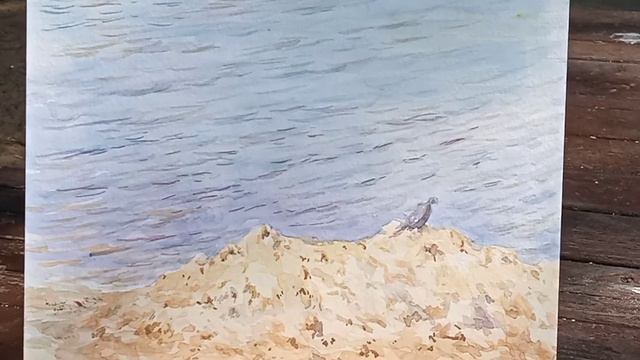 Песчаный берег и вода. Акварельная живопись, как создавалась картина! Фёдор Усачёв🧙♂️ смотреть онлайн
